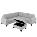 Orisfur. Sectional Corner Sofa L shape Couch Space light grey-foam-velvet