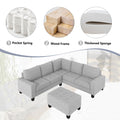 Orisfur. Sectional Corner Sofa L shape Couch Space light grey-foam-velvet