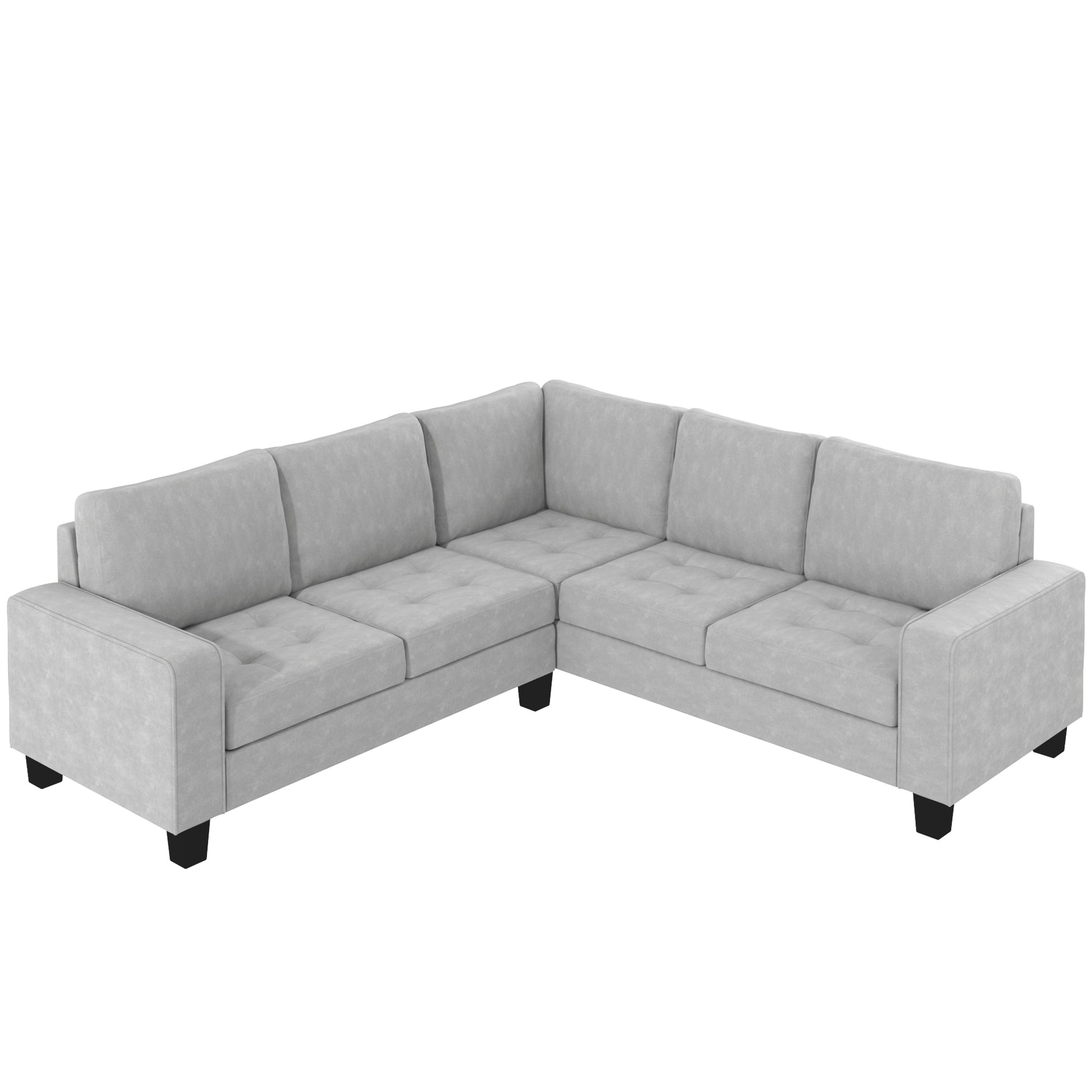 Orisfur. Sectional Corner Sofa L shape Couch Space light grey-foam-velvet