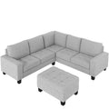 Orisfur. Sectional Corner Sofa L shape Couch Space light grey-foam-velvet