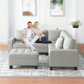 Orisfur. Sectional Corner Sofa L shape Couch Space light grey-foam-velvet