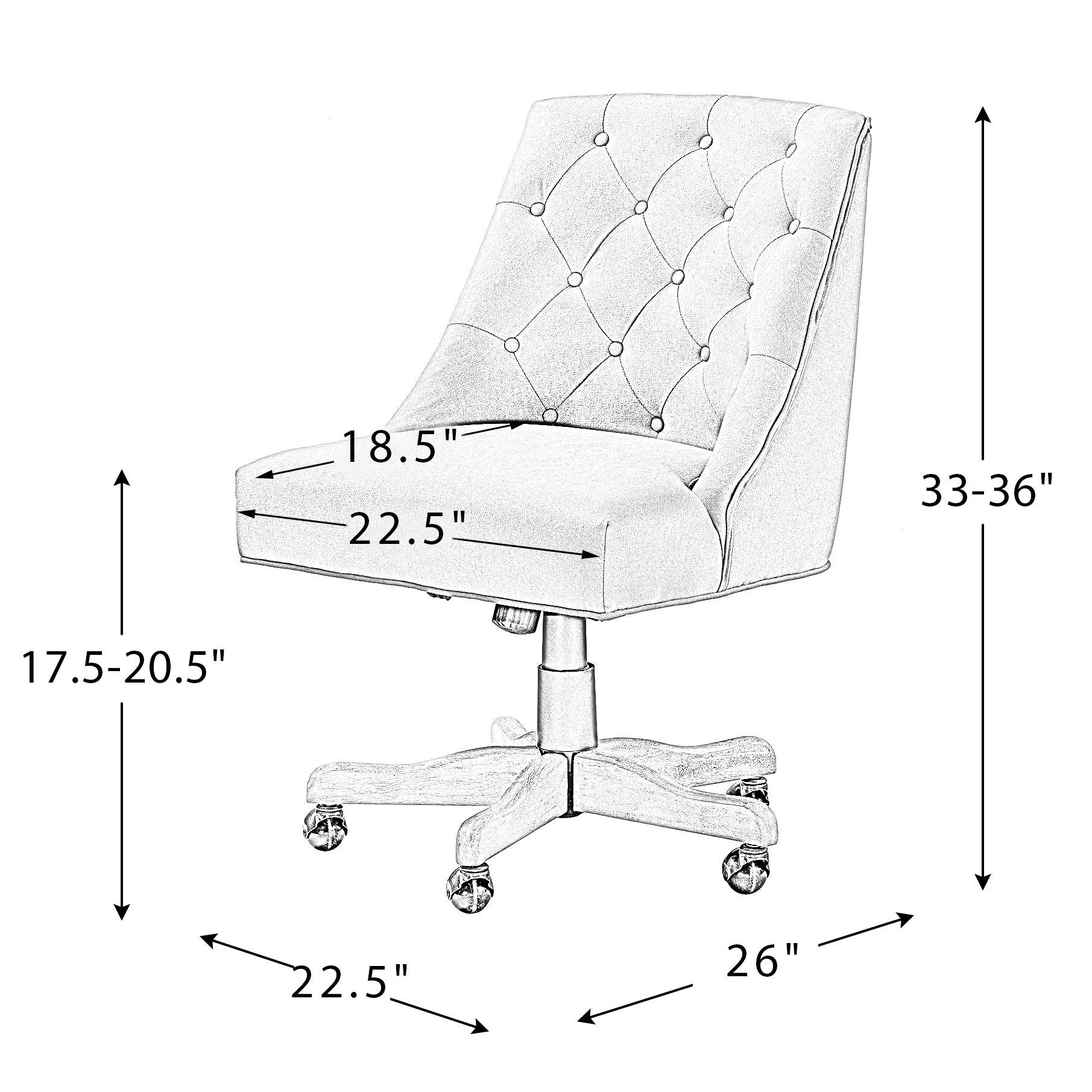 Syros Modern Office Chair with Tufted Back teal-foam-solid wood