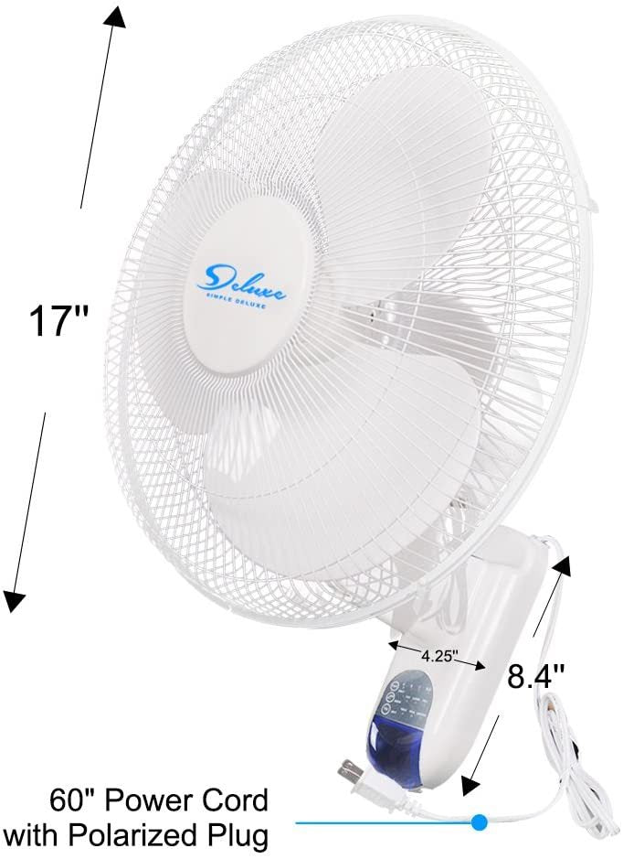 Simple Deluxe 16 Inch Digital Wall Mount Fan With