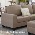 Orisfur. Sectional Corner Sofa L shape Couch Space brown-foam-linen