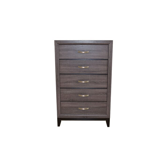 Sierra Contemporary Style 5 Drawer Chest Made with gray-drawer-5 drawers & above-dovetail