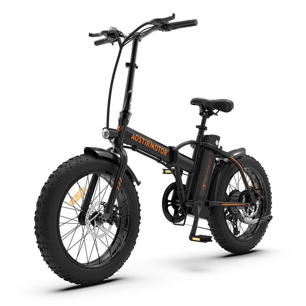 AOSTIRMOTOR Folding Electric Bike Ebike Bicycle 500W cycling-black-foldable-aluminium