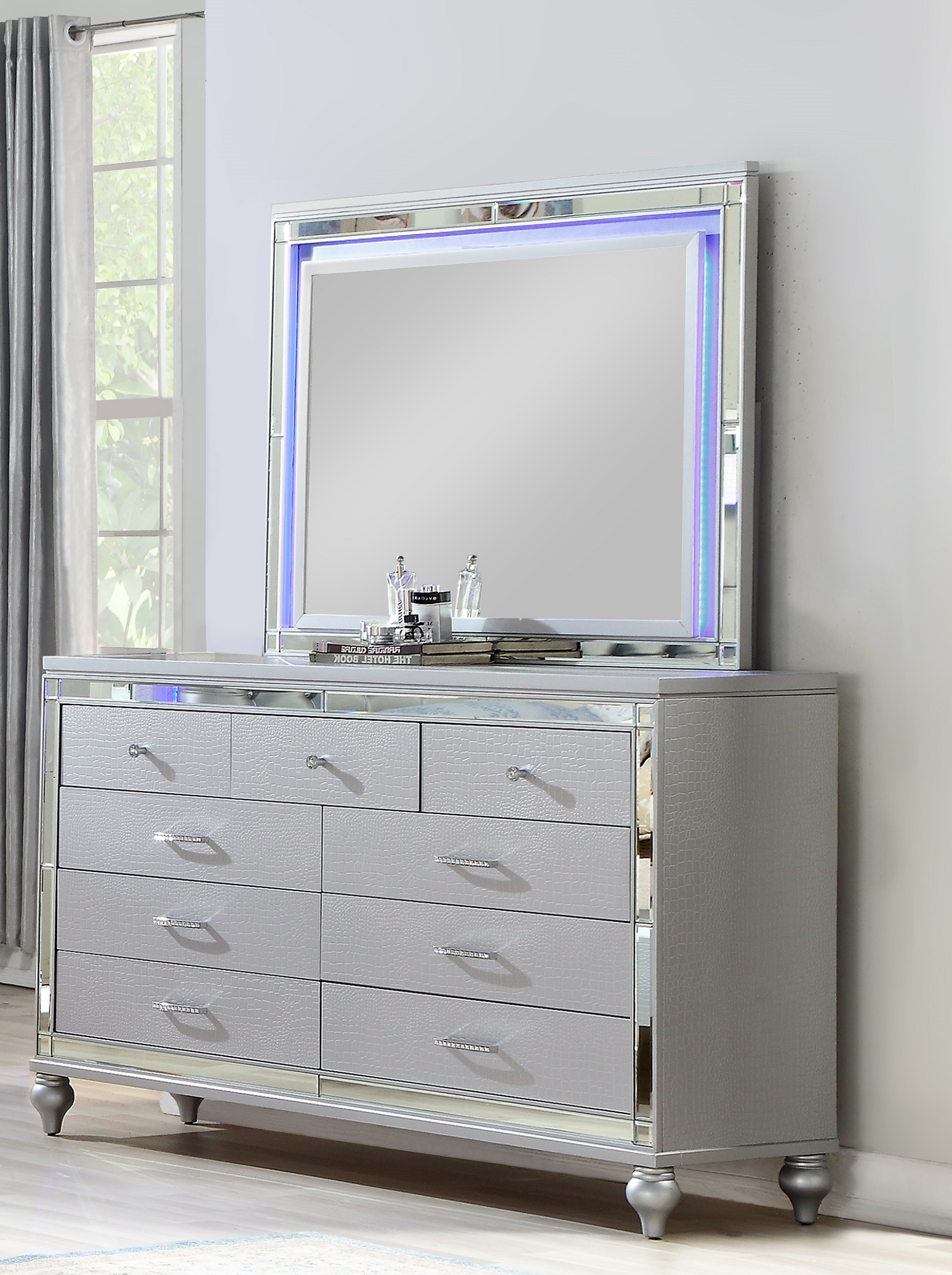 Sterling Mirror Framed Dresser Made With Wood in