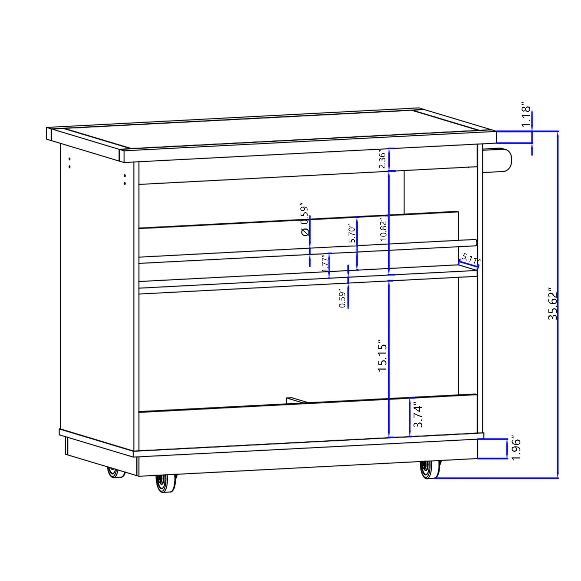 Rolling Kitchen Island with Storage, Two sided Kitchen