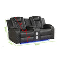 Benz LED & Power Recliner 3 PC Made With Faux Leather black-faux leather-metal-primary living