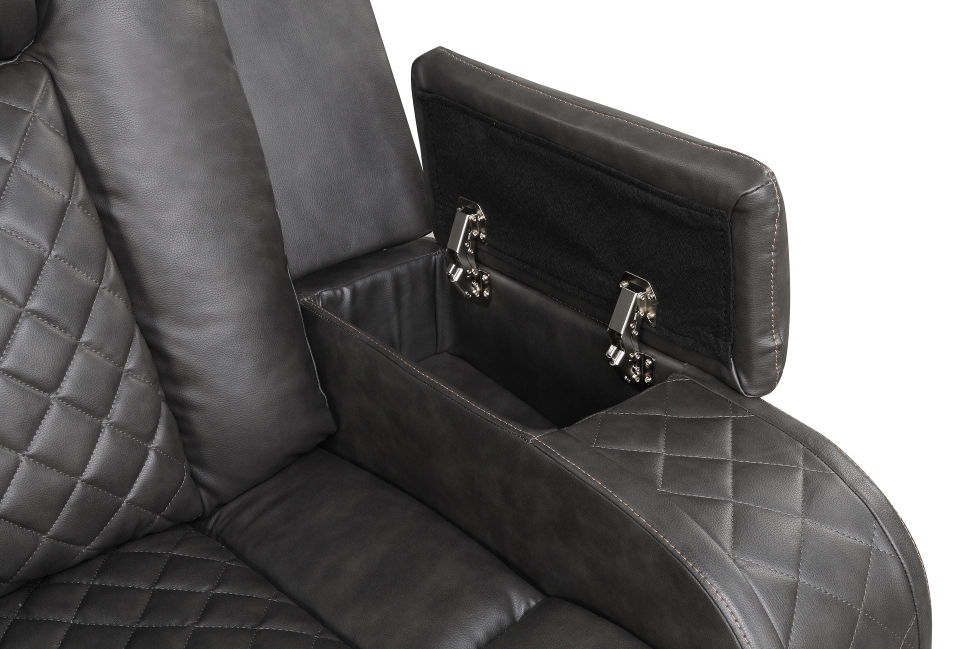 Benz LED & Power Reclining Loveseat Made With Faux grey-faux leather-metal-primary living