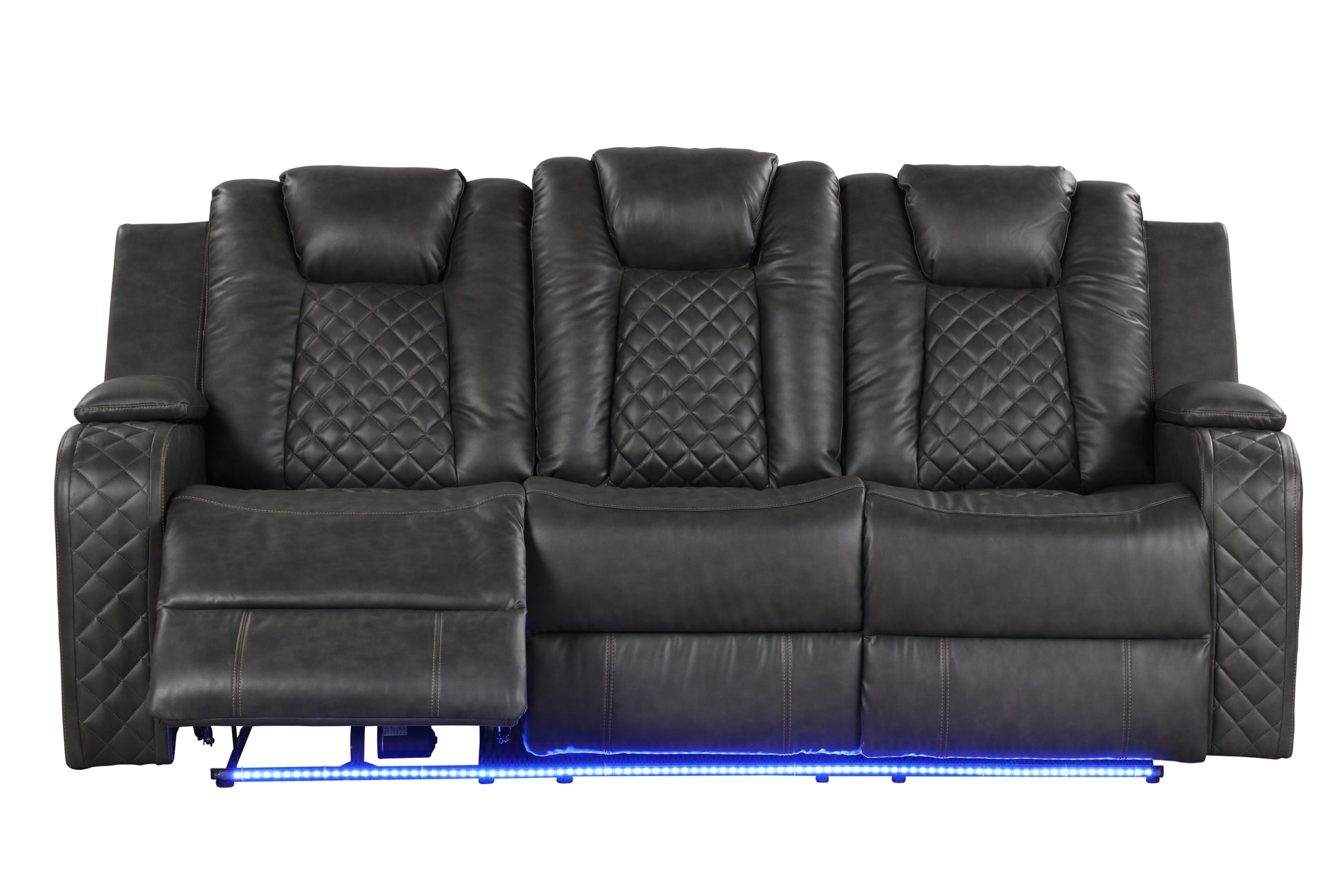 Benz LED & Power Recliner 3 PC Made With Faux Leather black-faux leather-metal-primary living