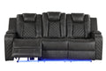 Benz LED & Power Reclining Sofa Made With Faux Leather black-faux leather-metal-primary living