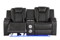 Benz LED & Power Recliner 3 PC Made With Faux Leather grey-faux leather-metal-primary living