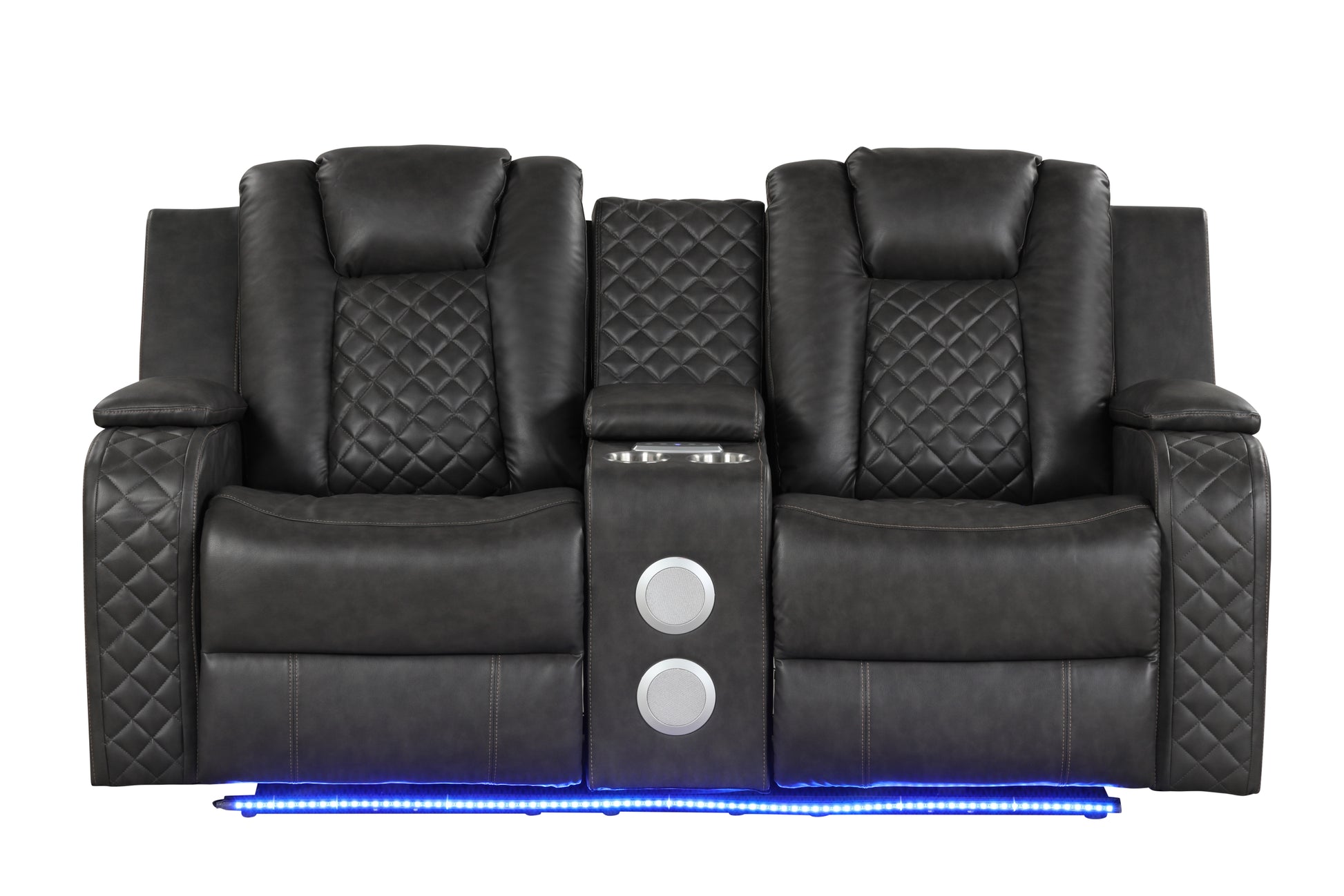 Benz LED & Power Reclining Loveseat Made With Faux grey-faux leather-metal-primary living