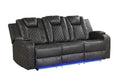 Benz LED & Power Recliner 3 PC Made With Faux Leather black-faux leather-metal-primary living