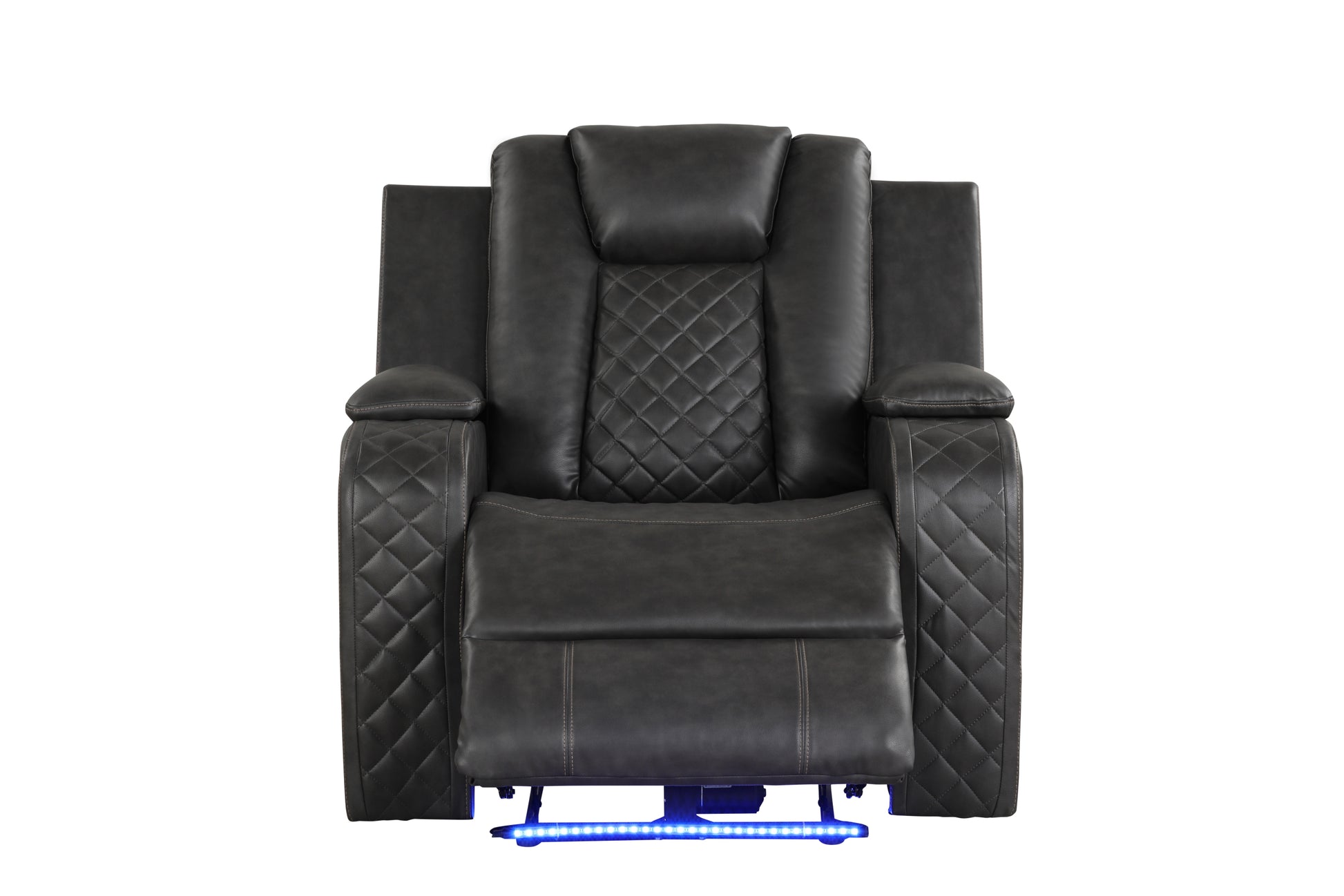 Benz LED & Power Recliner 3 PC Made With Faux Leather grey-faux leather-metal-primary living