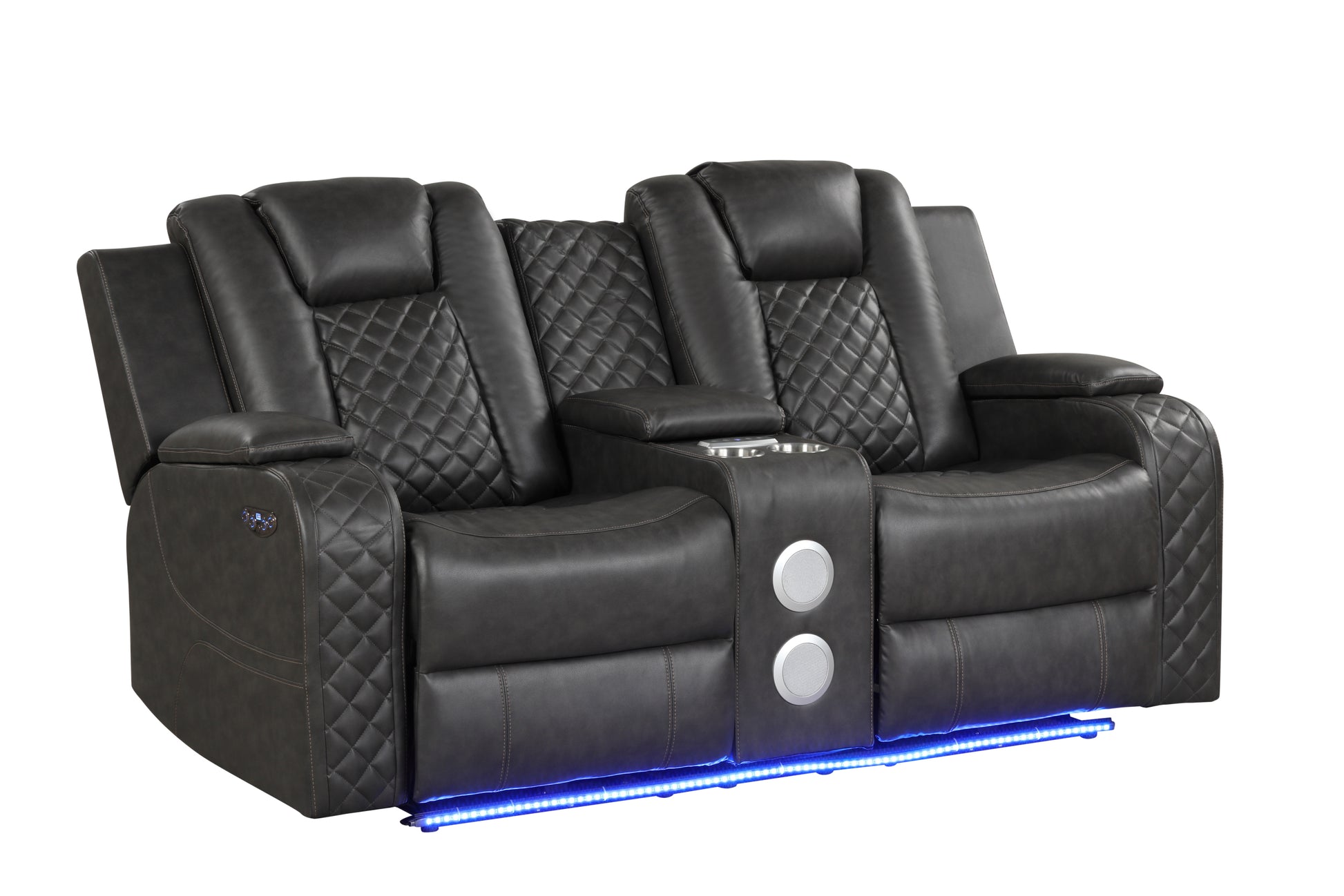 Benz LED & Power Recliner 3 PC Made With Faux Leather black-faux leather-metal-primary living