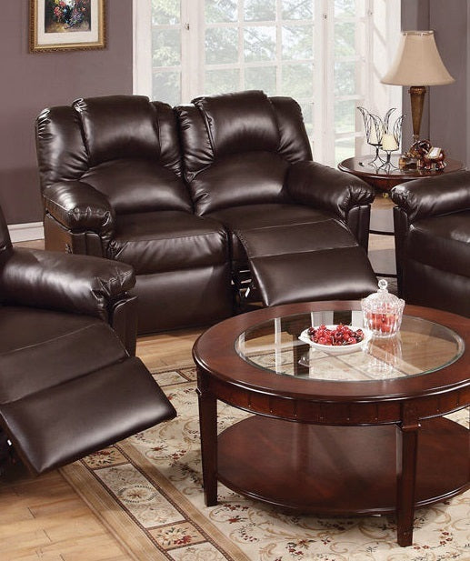 Motion Loveseat 1pc Couch Living Room Furniture Brown brown-faux leather-metal-primary living