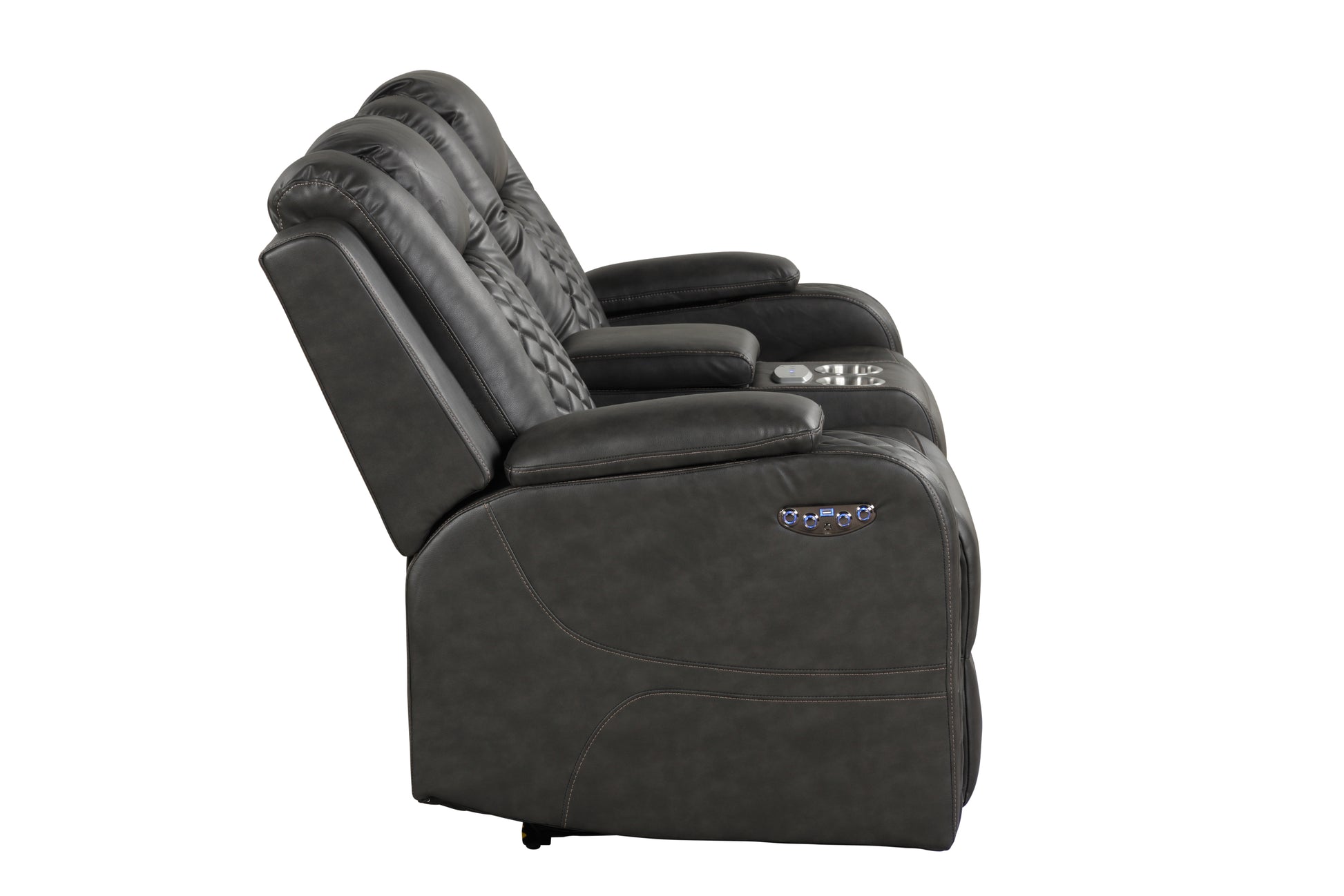 Benz LED & Power Reclining Loveseat Made With Faux grey-faux leather-metal-primary living