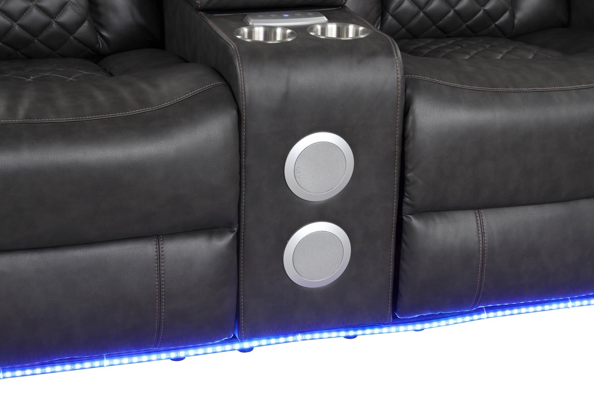 Benz LED & Power Recliner 3 PC Made With Faux Leather black-faux leather-metal-primary living