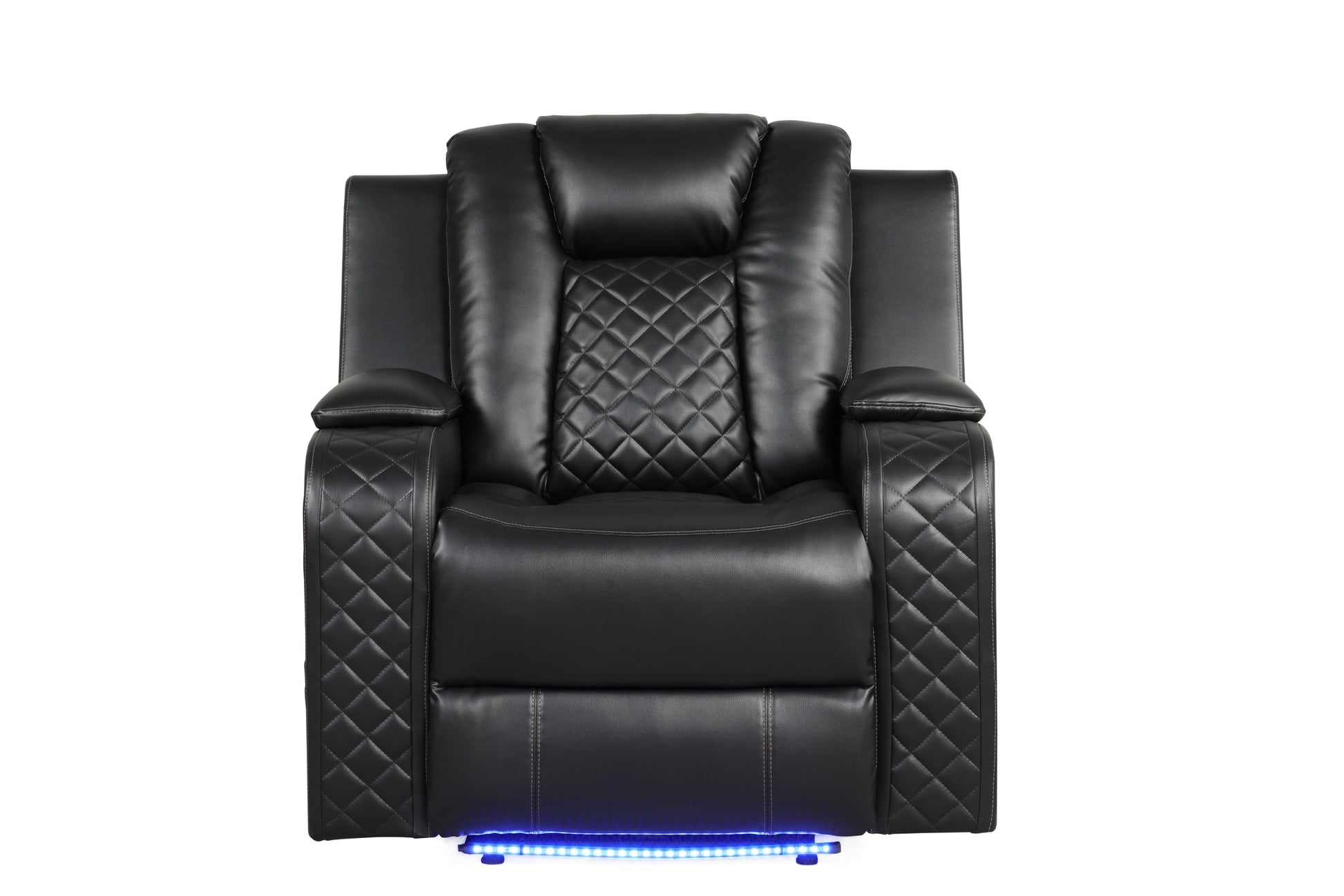 Benz LED & Power Recliner 3 PC Made With Faux Leather black-faux leather-metal-primary living