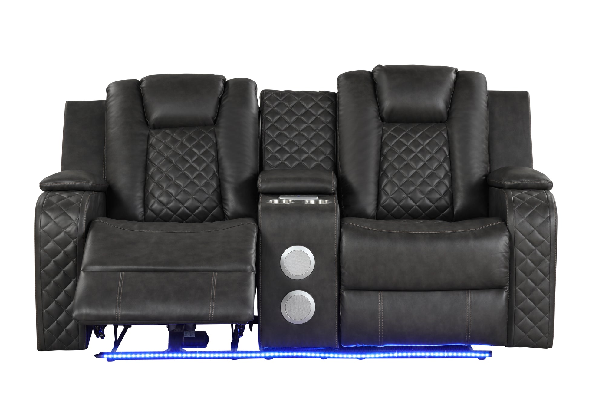 Benz LED & Power Reclining Loveseat Made With Faux black-faux leather-metal-primary living