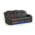 Benz LED & Power Recliner 3 PC Made With Faux Leather grey-faux leather-metal-primary living