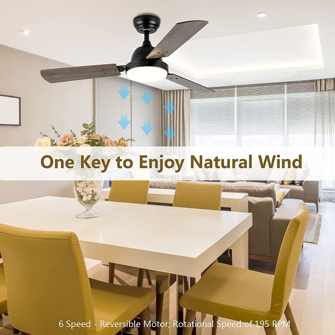 Simple Deluxe 44 Inch Ceiling Fan With Led Light