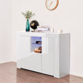 Kitchen Sideboard Cupboard with LED Light, White High white-mdf