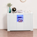 Kitchen Sideboard Cupboard with LED Light, White High white-mdf