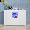 Kitchen Sideboard Cupboard with LED Light, White High white-mdf