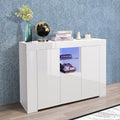 Kitchen Sideboard Cupboard with LED Light, White High white-mdf