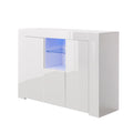 Kitchen Sideboard Cupboard with LED Light, White High white-mdf