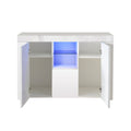 Kitchen Sideboard Cupboard with LED Light, White High white-mdf