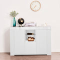 Kitchen Sideboard Cupboard with LED Light, White High white-mdf