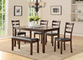 Classic Style 6pcs Dining Set Rectangle Table 4 Side brown-wood-dining room-solid