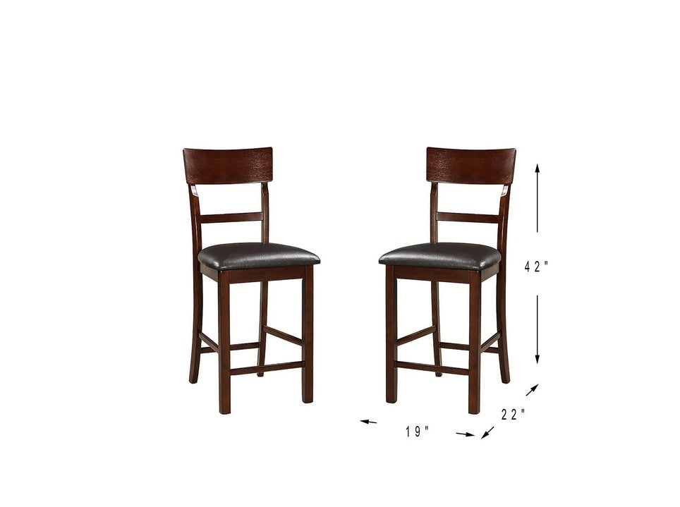 Set of 2 Chairs Dining Room Furniture Dark Brown brown-brown-dining