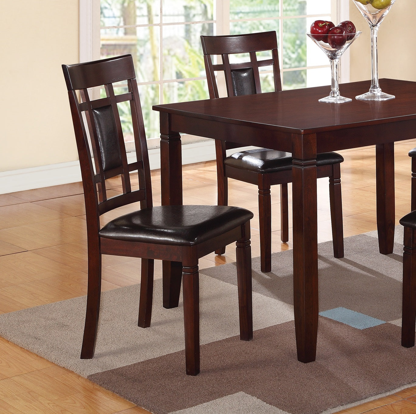 Modern Contemporary 5pc Dining Set Espresso Finish brown-wood-dining