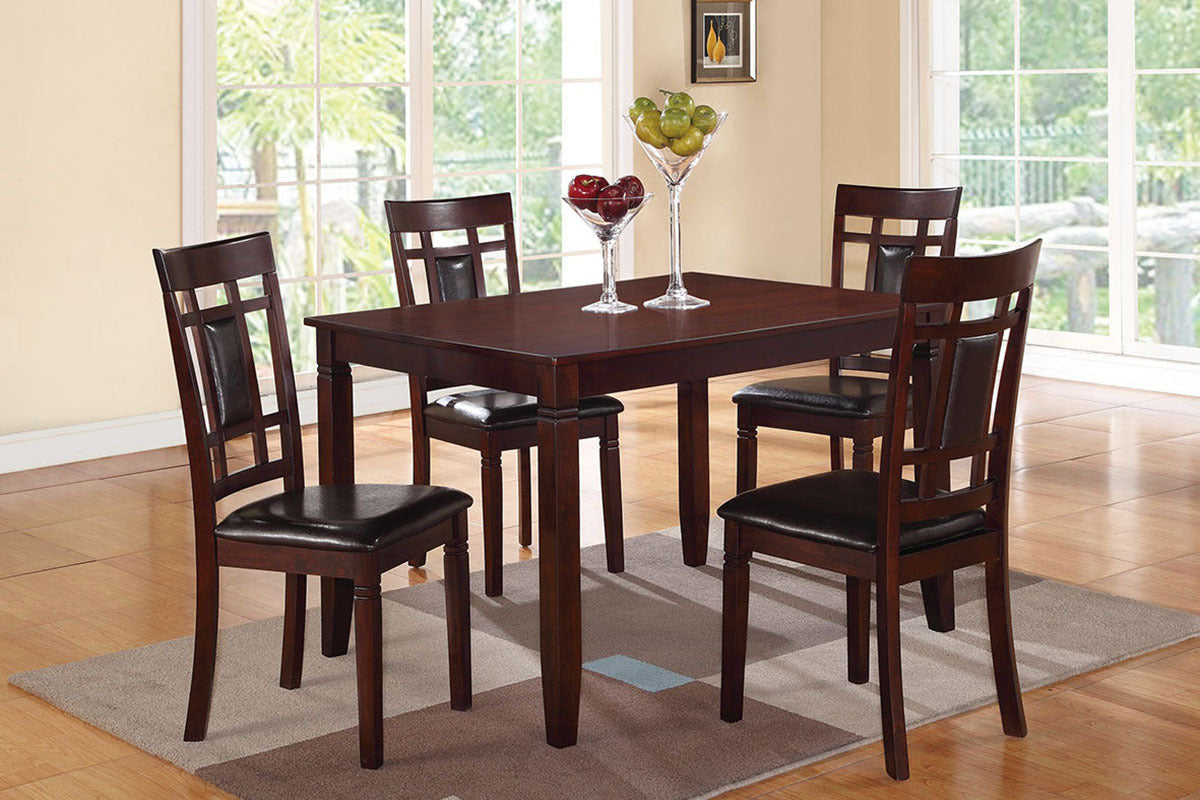 Modern Contemporary 5pc Dining Set Espresso Finish brown-wood-dining