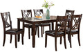 7pcs Dining Set Dining Table 6 Side Chairs Clean espresso-wood-dining