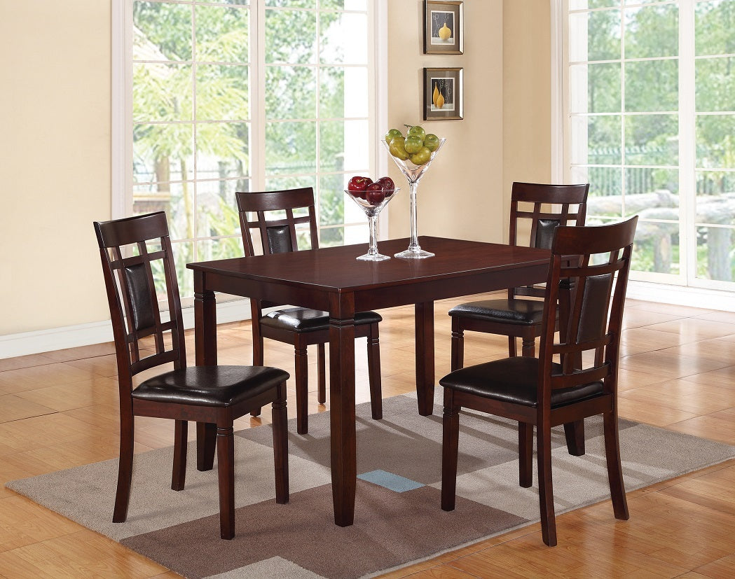 Modern Contemporary 5pc Dining Set Espresso Finish brown-wood-dining