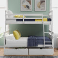 Twin over Full Bunk Bed with Ladder, Two Storage box spring not required-white-bedroom-bunk-pine