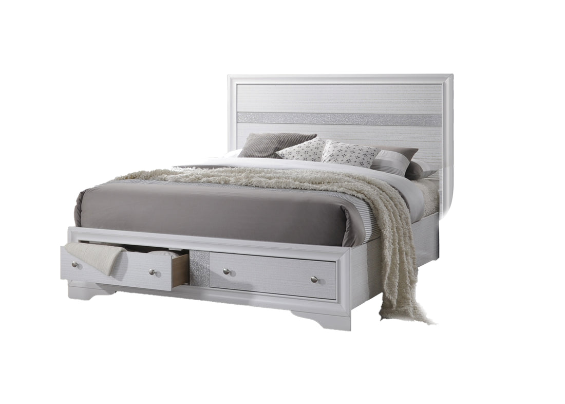 Matrix Traditional King 4 PC Storage Bedroom Set made box spring not required-king-white-wood-4 piece