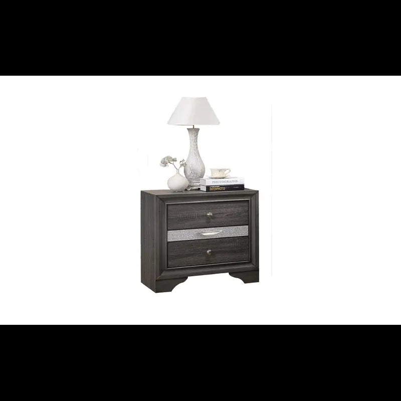 Matrix Traditional 2 Drawers Nightstand made with Wood grey-gray-2 drawers-bedroom-bedside