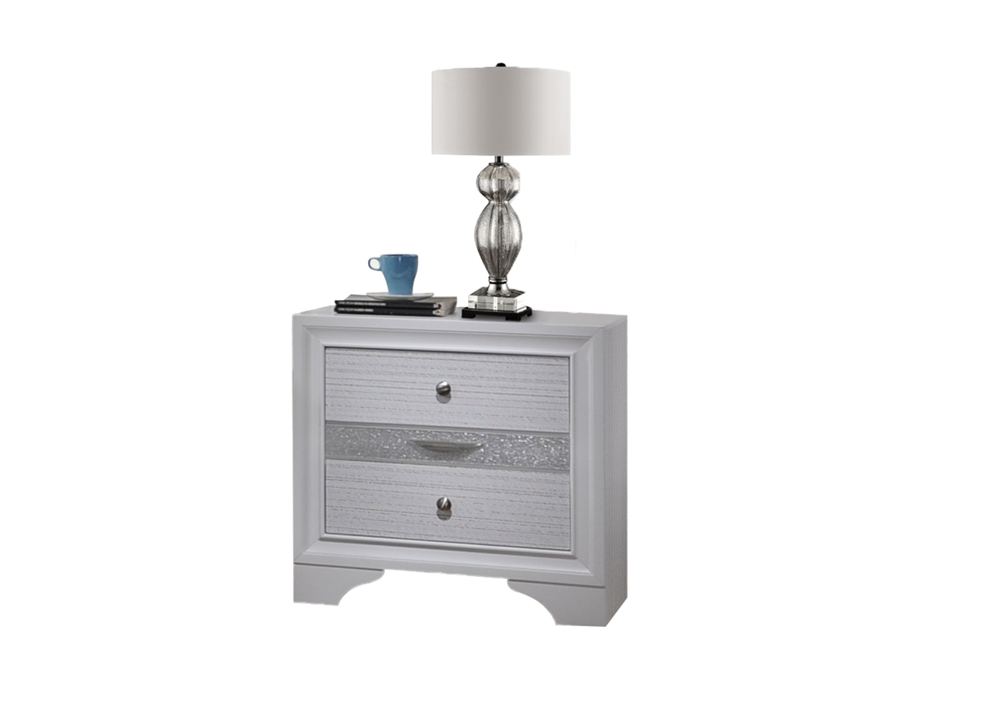 Matrix Traditional 2 Drawer Nightstand made with Wood white-2 drawers-bedroom-bedside