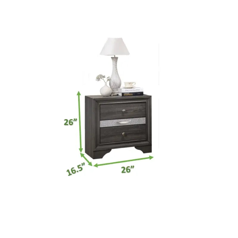 Matrix Traditional 2 Drawers Nightstand made with Wood grey-gray-2 drawers-bedroom-bedside