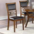 Contemporary Dining 5pc Set Round Table w 4x Side wood-wood-walnut-seats 4-wood-dining