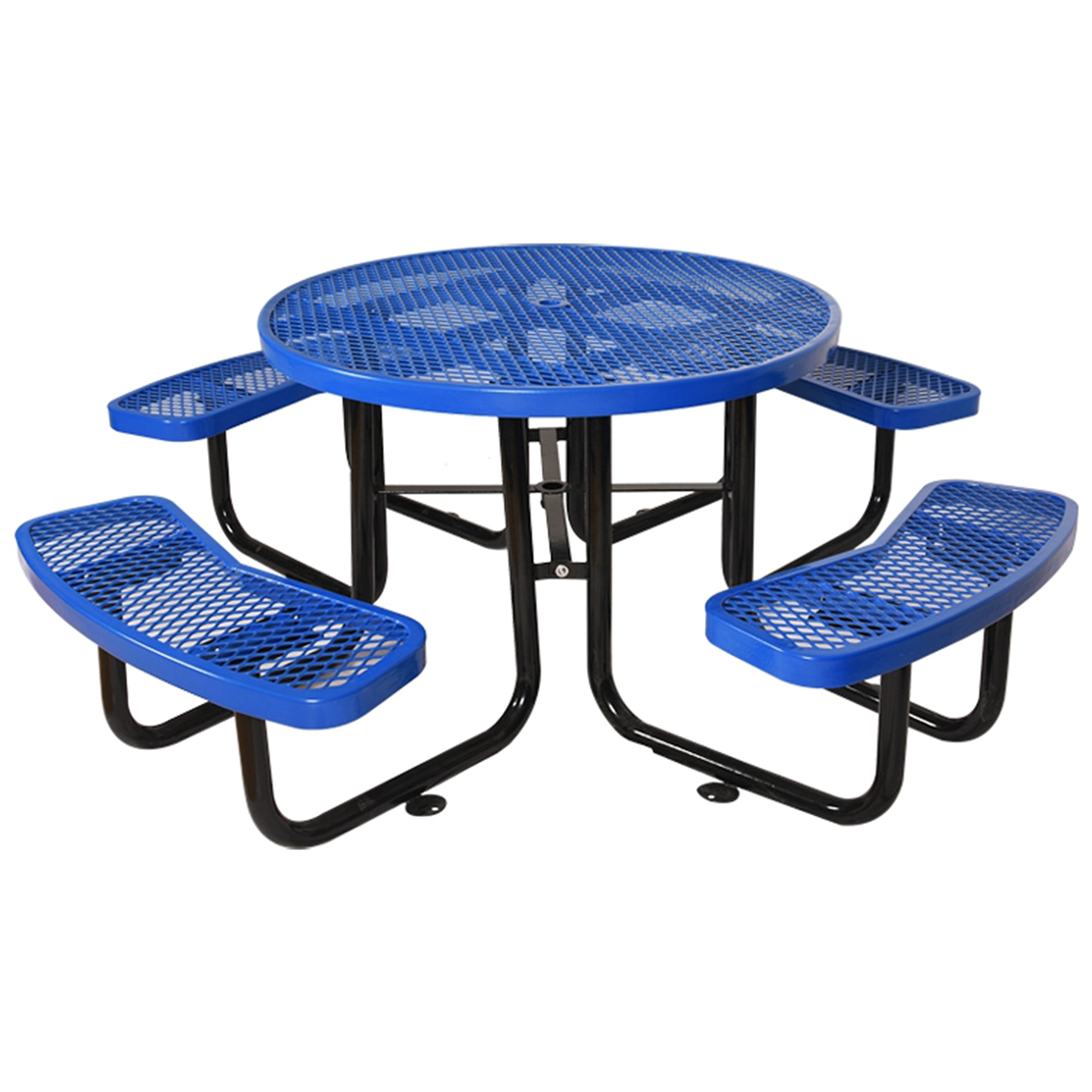 Round Outdoor Steel Picnic Table 46" blue ,with blue-carbon steel