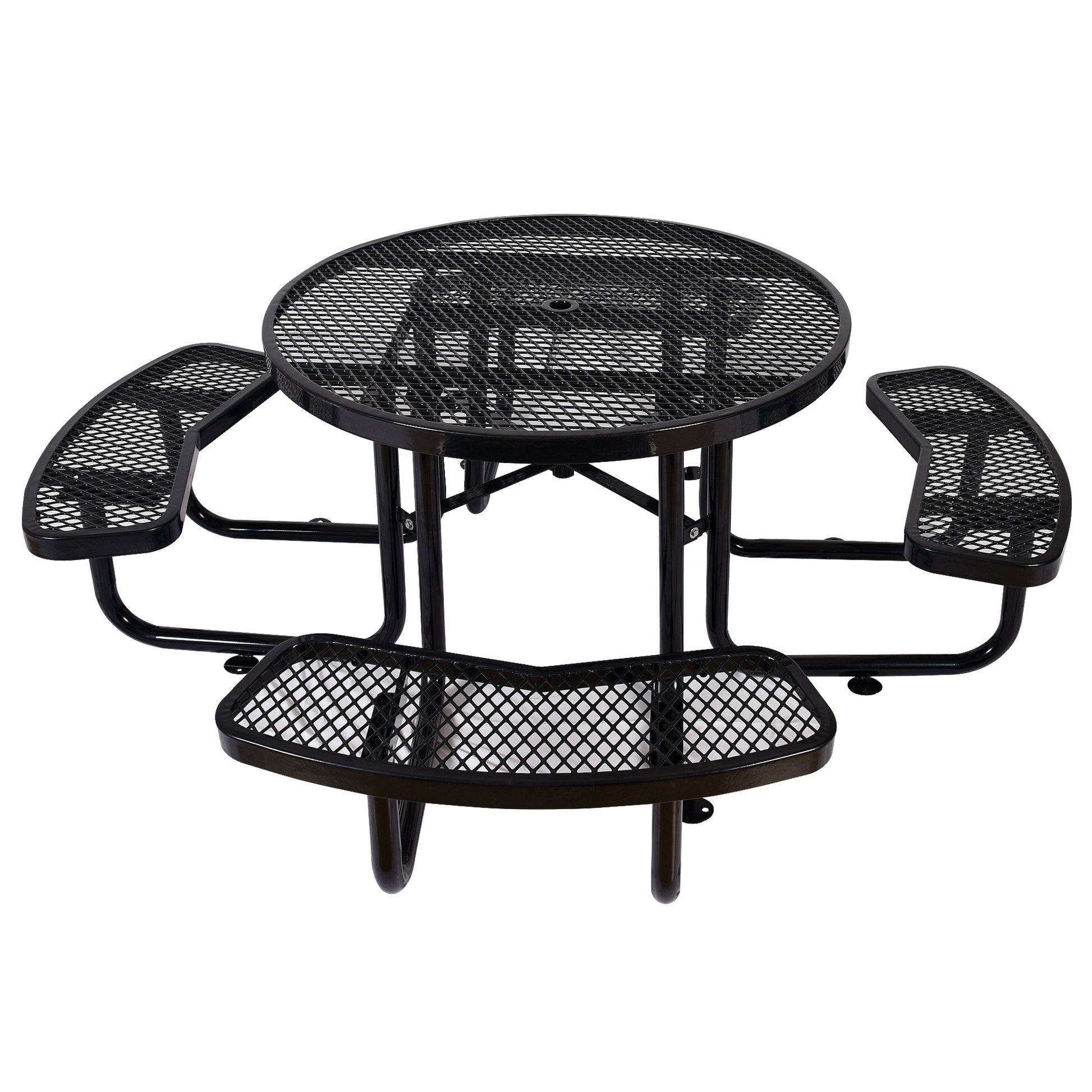 Round Outdoor Steel Picnic Table 46" black ,with black-carbon steel