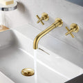 Bathroom Faucet Wall Mounted Bathroom Sink Faucet gold-brass